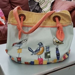 Fossil City Birds Coated Canvas Shoulder Bag